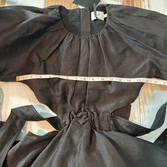 AJE Black Onyx Mimosa Cutout Mini Linen Blend Dress Size AU 6  US 2 XS - Picture 11 of 14